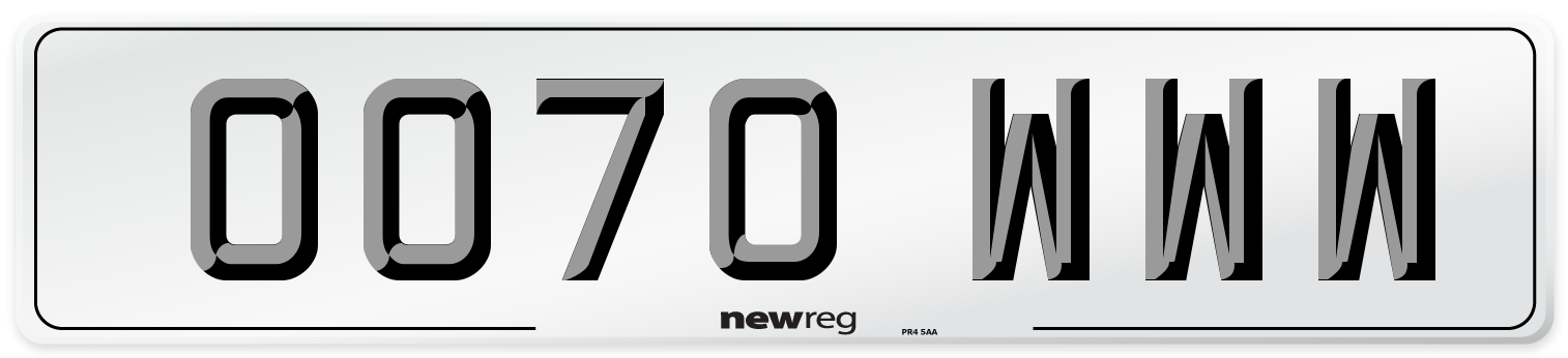 OO70 WWW Number Plate from New Reg